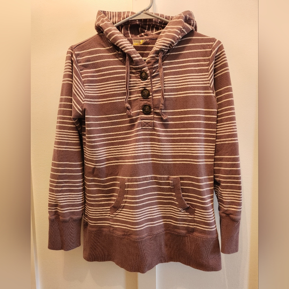 Cabela's Dusty Purple Striped Hooded Sweatshirt With Buttons
